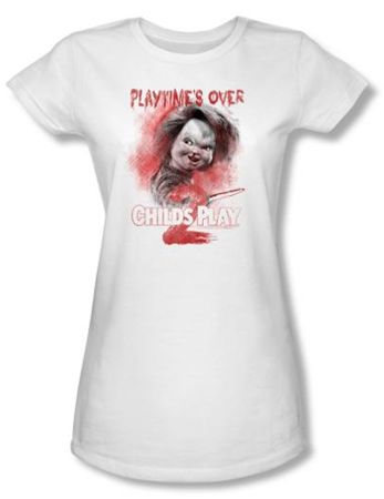 Child's Play 2 Juniors T-shirt Movie Playtime's Over White Tee Shirt