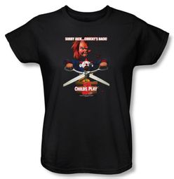 Child's Play 2 Ladies T-shirt Movie Chucky's Back Black Tee Shirt