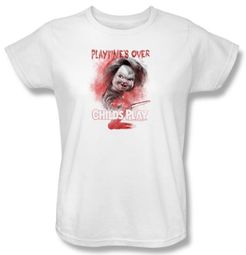 Child's Play 2 Ladies T-shirt Movie Playtime's Over White Tee Shirt