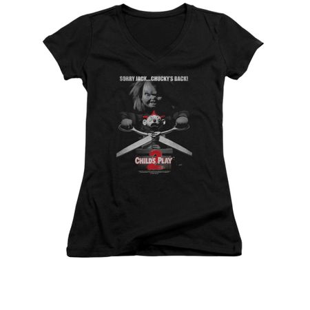 Child's Play 2 Shirt Juniors V Neck Jack Poster Black Tee T-Shirt