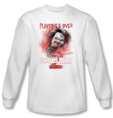 Child's Play 2 Shirt Playtime's Over White Long Sleeve Tee Shirt