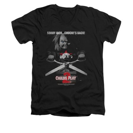 Child's Play 2 Shirt Slim Fit V Neck Jack Poster Black Tee T-Shirt