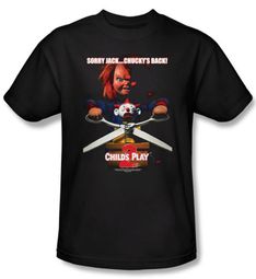 Child's Play 2 T-shirt Movie Chucky's Back Adult Black Tee Shirt
