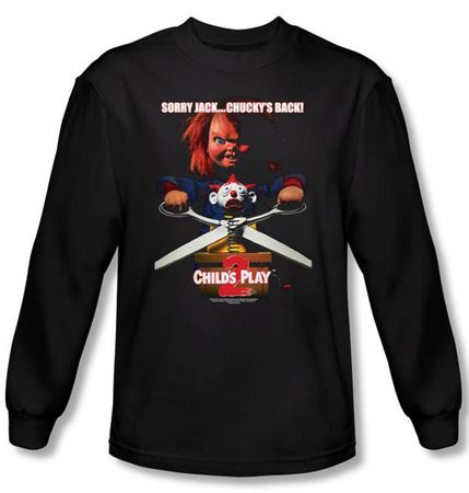 Child's Play 2 T-shirt Movie Chucky's Back Black Long Sleeve Tee Shirt