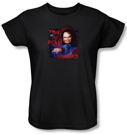 Child's Play 3 Ladies T-shirt Movie Time To Play Black Tee Shirt