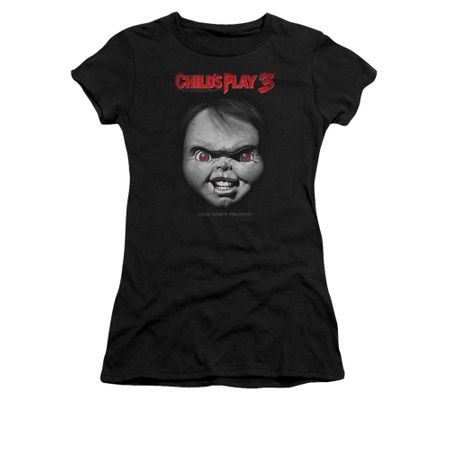 Child's Play 3 Shirt Juniors Face Poster Black Tee T-Shirt