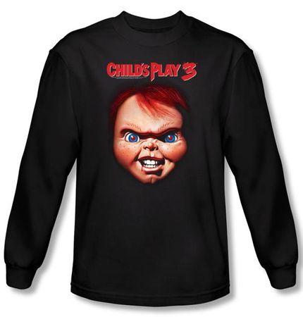 Child's Play 3 T-shirt Movie Chucky Black Long Sleeve Tee Shirt
