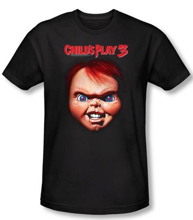 Child's Play 3 T-shirt Movie Chucky Black Slim Fit Tee Shirt