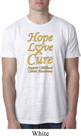 Childhood Cancer Awareness Hope Love Cure Burnout Shirt