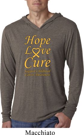 Childhood Cancer Awareness Hope Love Cure Lightweight Hoodie Tee
