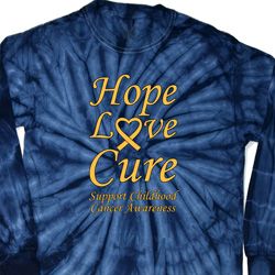 Childhood Cancer Awareness Hope Love Cure Long Sleeve Tie Dye