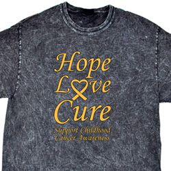 Childhood Cancer Awareness Hope Love Cure Mineral Washed Tie Dye Tee