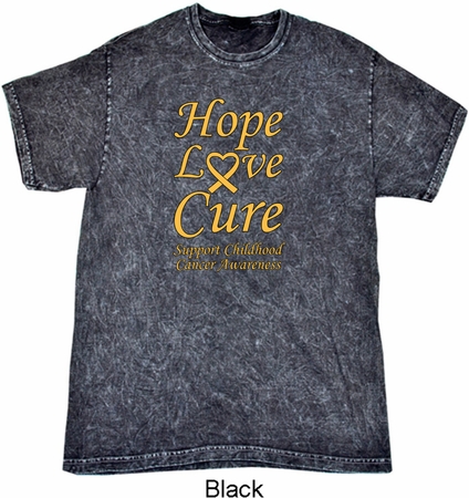 Childhood Cancer Awareness Hope Love Cure Mineral Washed Tie Dye Tee