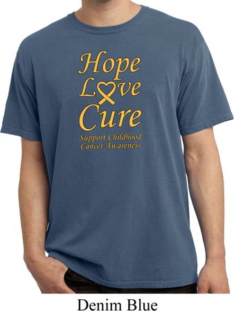 Childhood Cancer Awareness Hope Love Cure Pigment Dyed Shirt