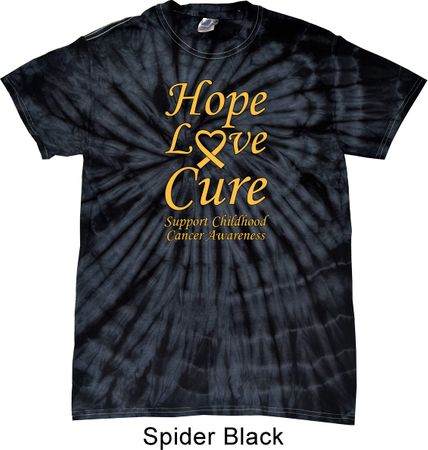 Childhood Cancer Awareness Hope Love Cure Tie Dye Shirt