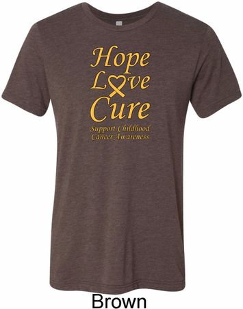 Childhood Cancer Awareness Hope Love Cure Tri Blend Tee