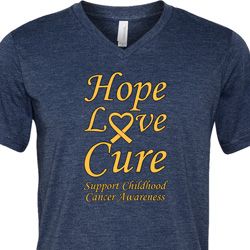 Childhood Cancer Awareness Hope Love Cure Tri Blend V-neck