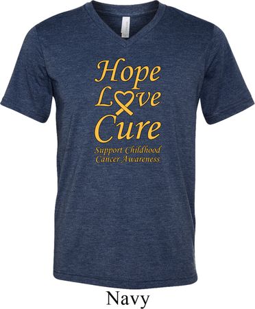 Childhood Cancer Awareness Hope Love Cure Tri Blend V-neck