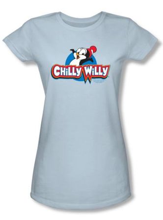 Chilly Willy Juniors T-shirt TV Show Willy Logo Light Blue Tee Shirt