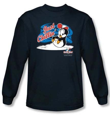Chilly Willy Long Sleeve T-shirt TV Show Just Chillin Navy Tee Shirt