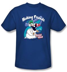 Chilly Willy T-shirt TV Show Making Friends Adult Royal Blue Tee Shirt