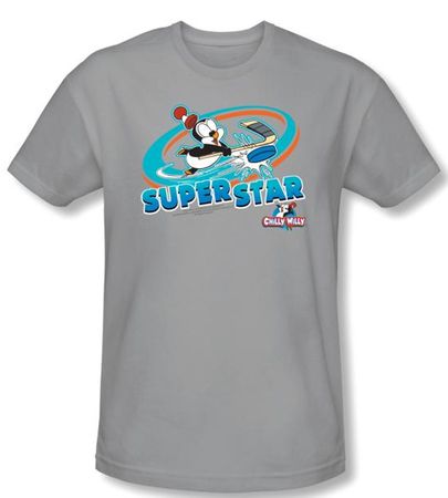 Chilly Willy T-shirt TV Show Slap Shot Silver Slim Fit Tee Shirt