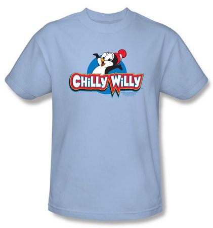 Chilly Willy T-shirt TV Show Willy Logo Adult Light Blue Tee Shirt