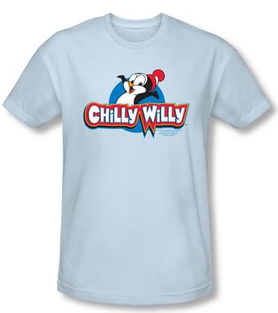 Chilly Willy T-shirt TV Show Willy Logo Light Blue Slim Fit Tee Shirt