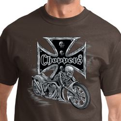 Chopper Cross Skeleton Mens Biker Shirts