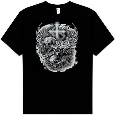 Christian T-shirt GOD IS MY JUDGE Skulls & Cross Adult Tee Shirt