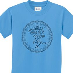 Circle Ganesha Black Print Kids Shirts