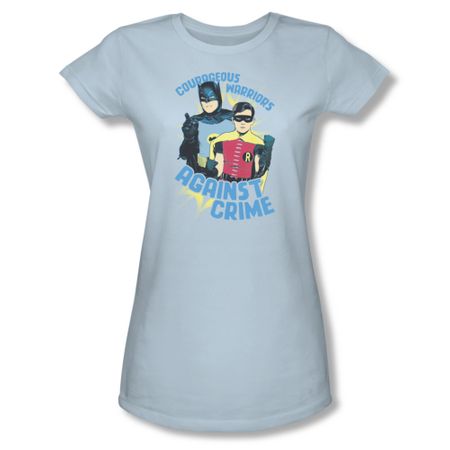 Classic Batman Shirt Juniors Against Crime Light Blue T-Shirt