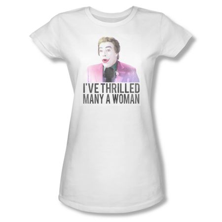 Classic Batman Shirt Juniors Thrilled White T-Shirt