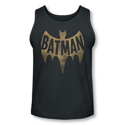 Classic Batman Shirt Tank Top Distressed Logo Charcoal Tanktop
