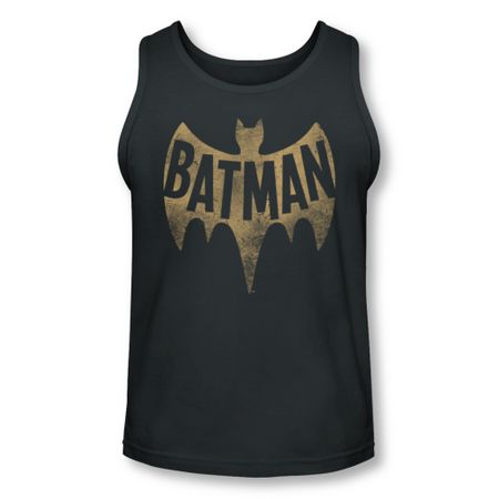 Classic Batman Shirt Tank Top Distressed Logo Charcoal Tanktop