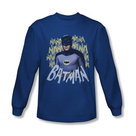 Classic Batman Shirt Theme Song Long Sleeve Royal Blue Tee T-Shirt