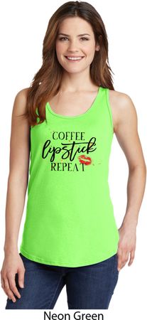 Coffee Lipstick Repeat Ladies Tank Top