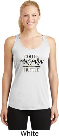 Coffee Mascara Hustle Ladies Moisture Wicking Racerback Tank Top