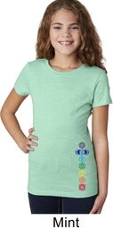 Colored Chakras Bottom Print Girls Yoga Shirts