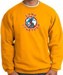 COME TOGETHER World Peace Sign Symbol Adult Sweatshirt - Gold COME TOGETHER World Peace Sign Symbol Adult Sweatshirt - Gold