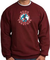 COME TOGETHER World Peace Sign Symbol Adult Sweatshirt - Maroon COME TOGETHER World Peace Sign Symbol Adult Sweatshirt - Maroon