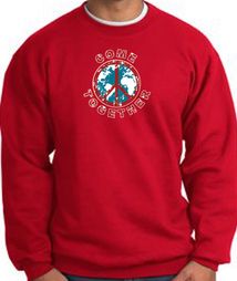 COME TOGETHER World Peace Sign Symbol Adult Sweatshirt - Red COME TOGETHER World Peace Sign Symbol Adult Sweatshirt - Red