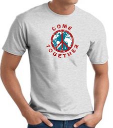 COME TOGETHER World Peace Sign Symbol Adult T-shirt - Ash COME TOGETHER World Peace Sign Symbol Adult T-shirt - Ash