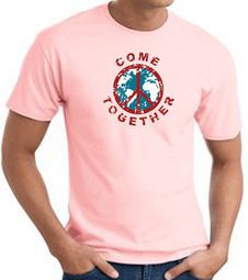 COME TOGETHER World Peace Sign Symbol Adult T-shirt - Pink COME TOGETHER World Peace Sign Symbol Adult T-shirt - Pink