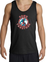 COME TOGETHER World Peace Sign Symbol Adult Tanktop - Black COME TOGETHER World Peace Sign Symbol Adult Tanktop - Black