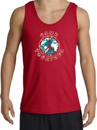 COME TOGETHER World Peace Sign Symbol Adult Tanktop - Red COME TOGETHER World Peace Sign Symbol Adult Tanktop - Red