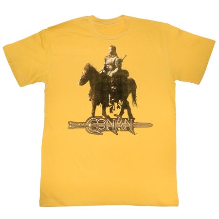 Conan the Barbarian Shirt Riding His Horse Gold T-Shirt