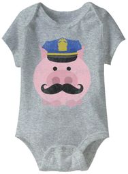 Cop Pig Funny Baby Romper Grey Infant Babies Creeper Cop Pig Funny Baby Romper Grey Infant Babies Creeper