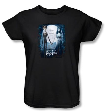 Corpse Bride Ladies T-Shirt Warner Bros Movie Poster Black Shirt