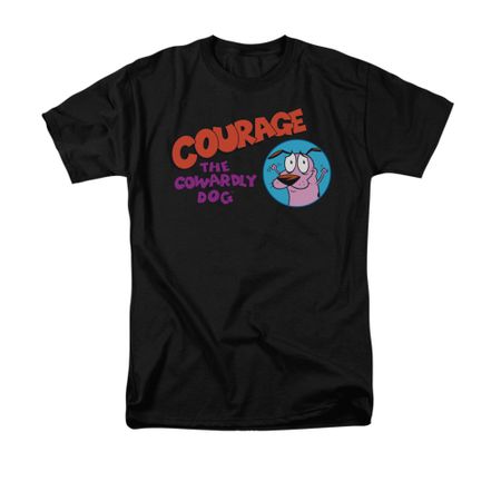 Courage The Cowardly Dog Shirt Courage Logo Adult Black Tee T-Shirt